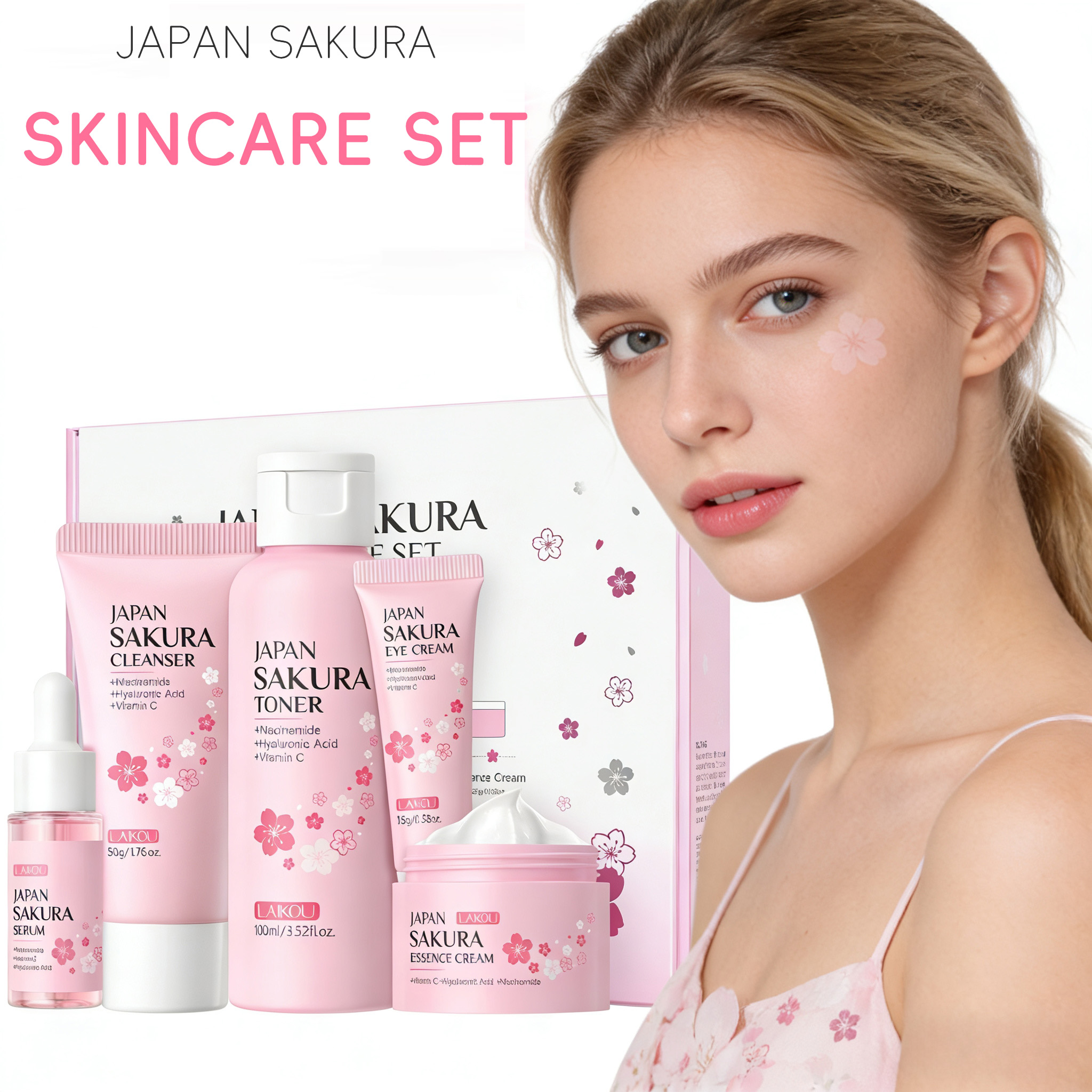 Luxury Skincare Set - LAIKOU Sakura 5pcs Skin Care Kit