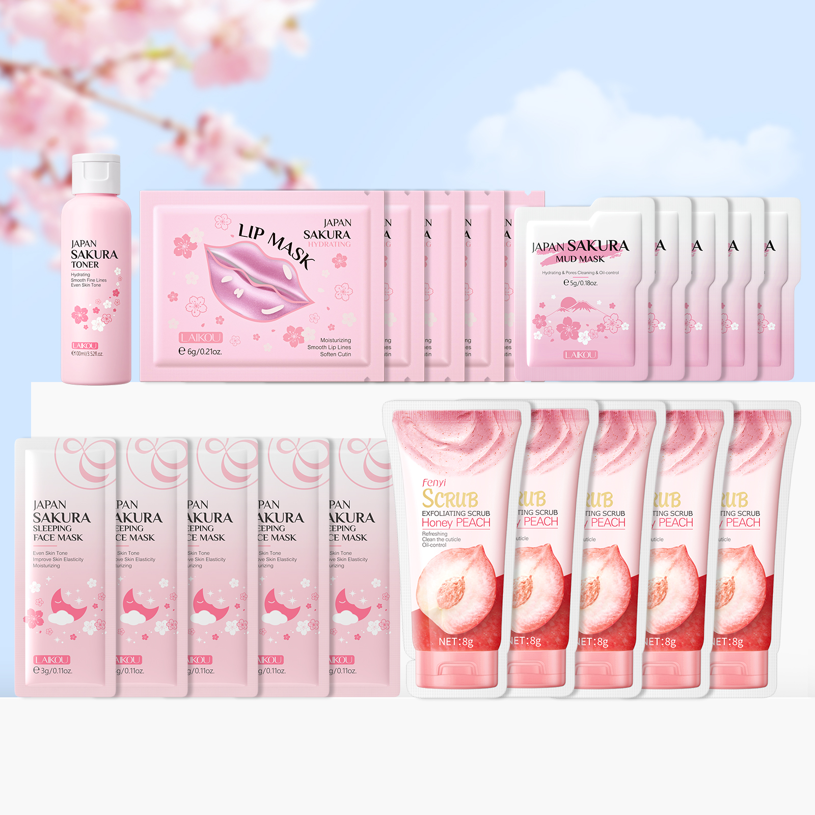 Luxury Skincare Set - LAIKOU Japan Sakura Skincare Set Hydrating
