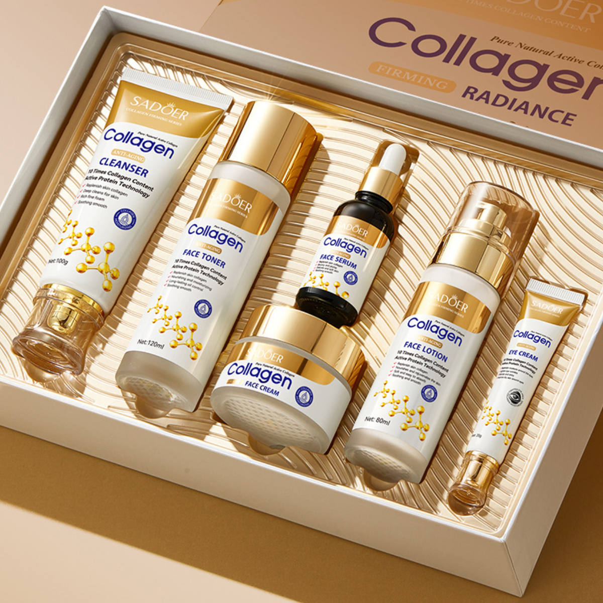 Luxury Skincare Set - Collagen Firming Radiance 6-Piece Set -